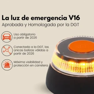 EBOX Luz Emerg encia Coche Homologado DGT 3.0 con SIM y Datos Pagados hasta 2038 Baliza v16 Homologada con Geolocalizador Aprobada por DGT Iluminaci??n de Alta Potencia Pilas Incluidas